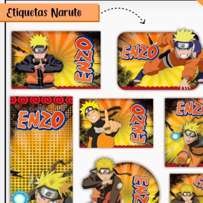 Kit Etiqueta Escolar Naruto identificação de material. Para lápis, caderno, agenda. Papelaria Personalizada