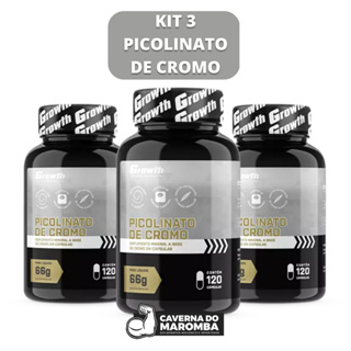Kit 3 Picolinato de Cromo 120 Cápsulas 550mg Growth Supplements