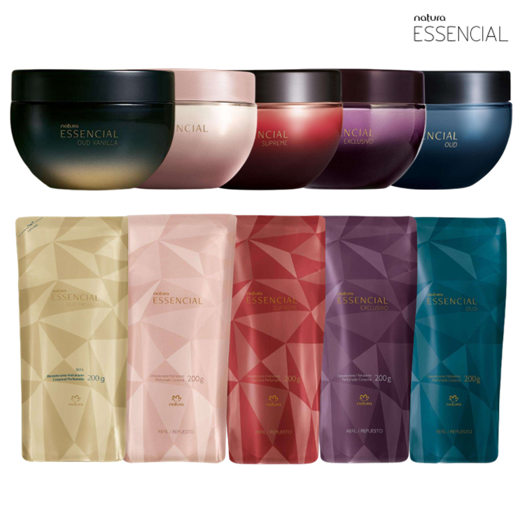 Hidratante Corporal Perfumado Essencial Feminino Natura - 200g: Clássico, Oud, Supreme e Exclusivo (Regular ou Refil) em Oferta na Shopee