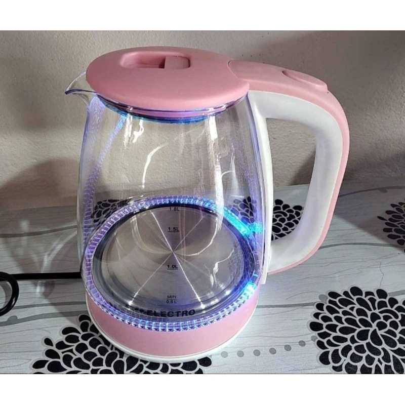 Jarra elétrica de vidro temperado com led ROSA somente 220v