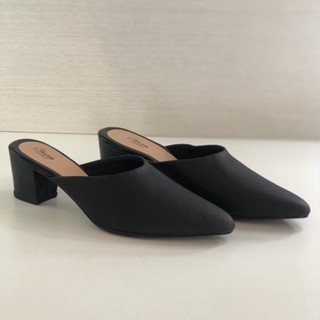 Mule Feminino salto alto Napa Preto Sem Enfeite