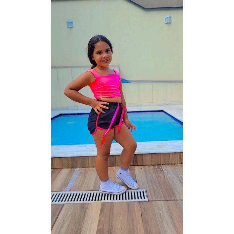 conjunto verão neon infantil shorts e top — imagem 2 de 2