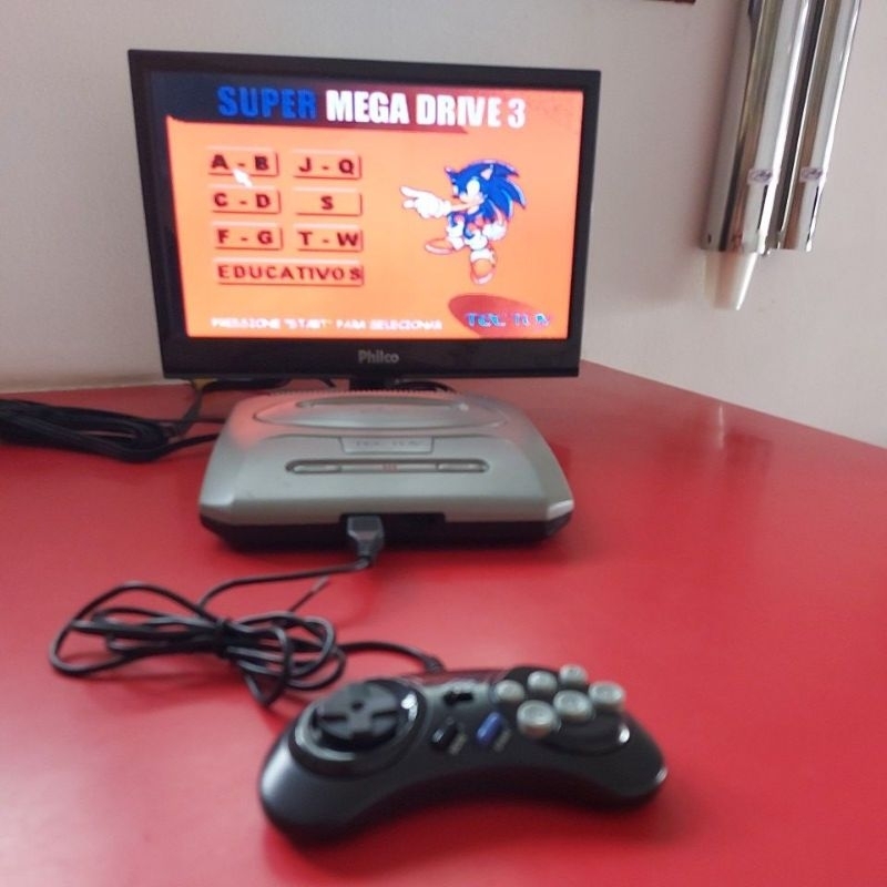 Mega Drive Cinza Com Preto Tec Toy Com Super Jogos Escorrega O Pre O