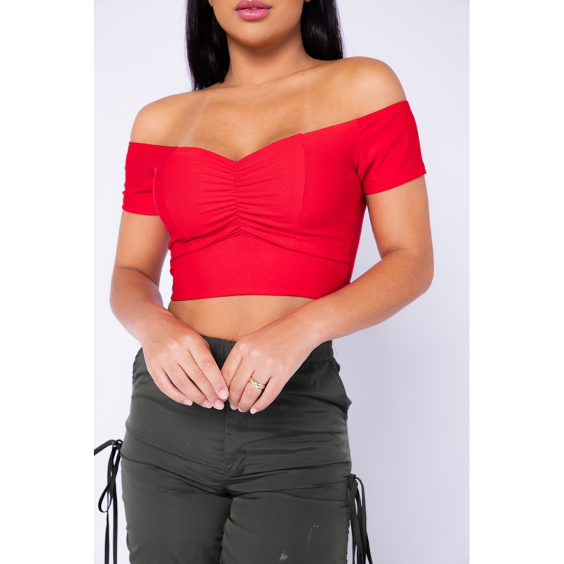 Cropped feminino croped com bojo manguinha ombro a ombro