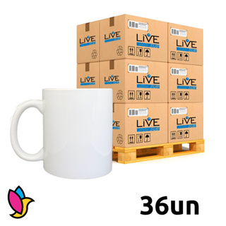 36 Canecas Brancas Porcelana Importada Sublimação 325ml Live em Oferta na Shopee