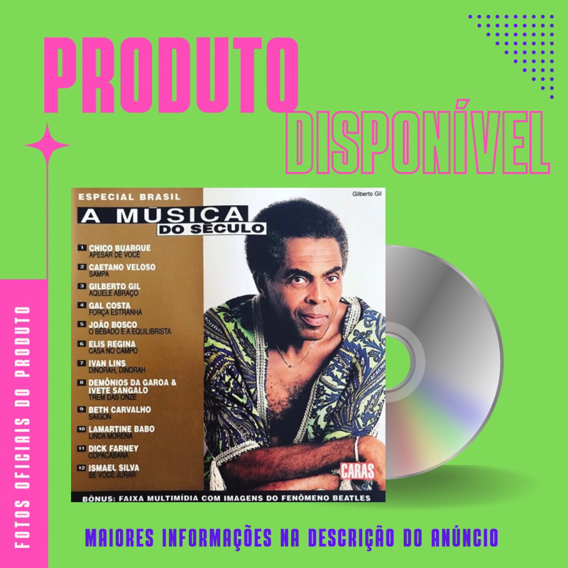 CD A MÚSICA DO SÉCULO - VOLUME 5 - Gilberto Gil, Elis Regina, Ivete Sangalo, Caetano Veloso, Chico César, João Bosco