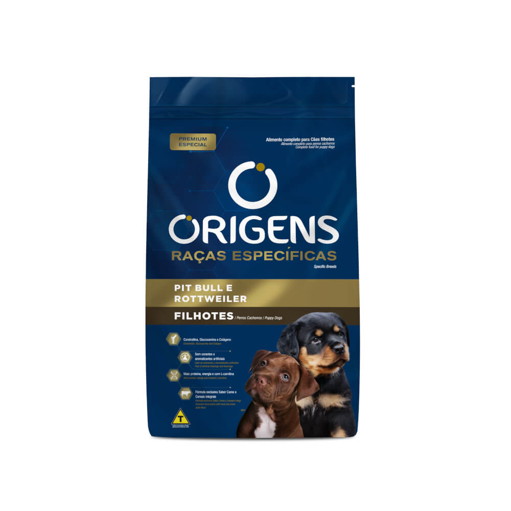 Ração Origens Premium Especial Raças Específicas para Cães Filhotes das Raças Pit Bull e Rottweiler 15 kg