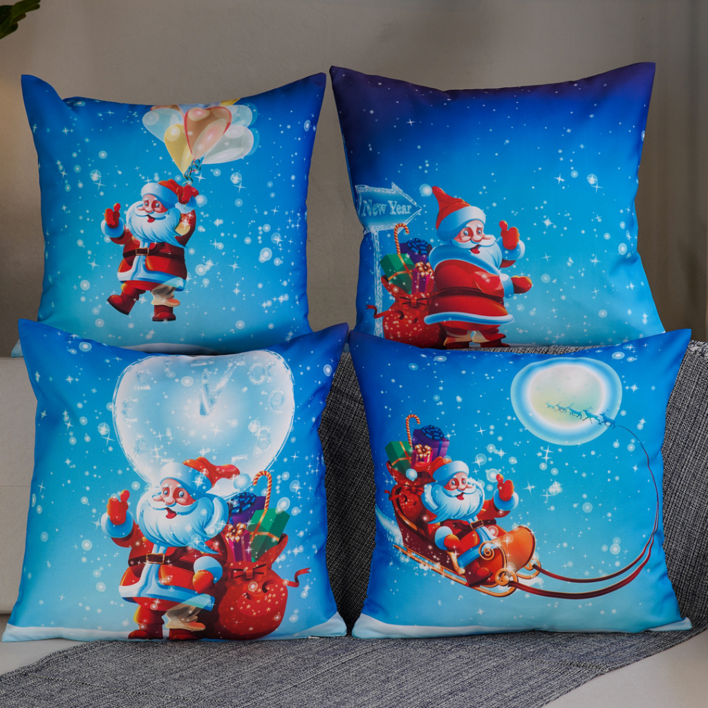 Kit 4 Capas de Almofada 45X45 cm NATAL Polo Norte Papai Noel Dcorô