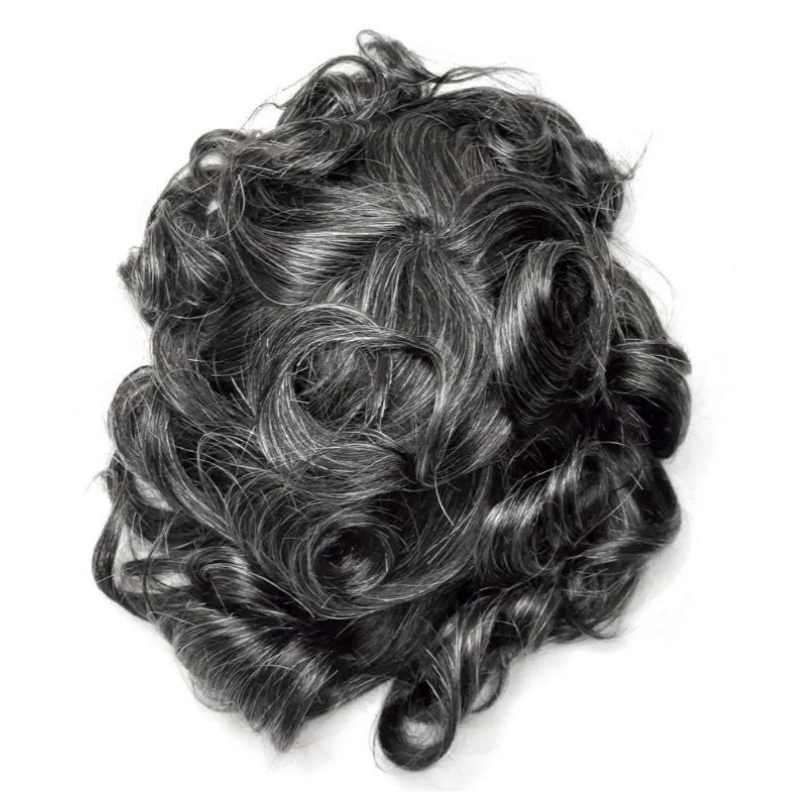 Prótese Capilar Masculina Micropele em no duplo 120% 25x20 Castanho escuro Com 30% Grisalho#1b30
