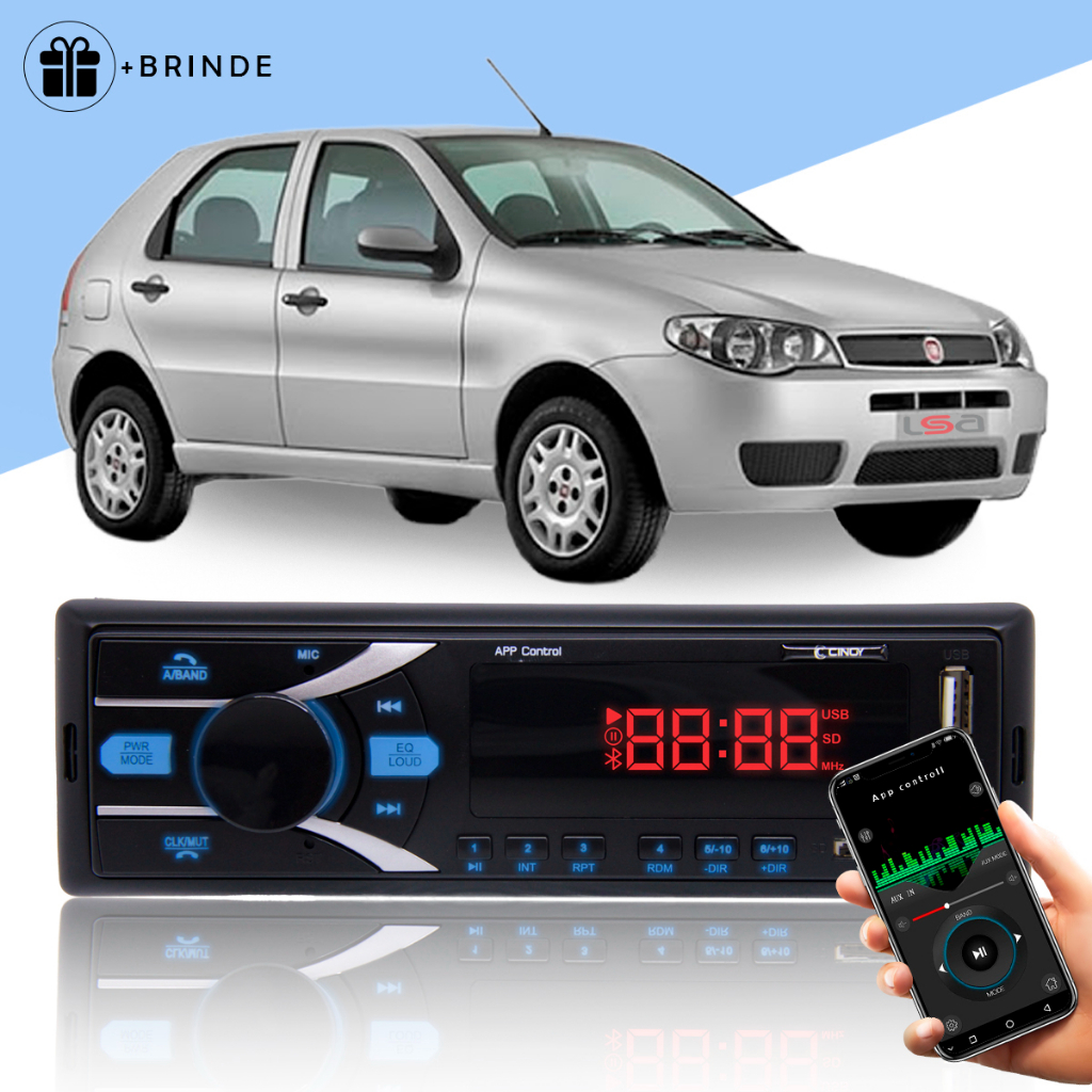 Rádio Aparelho de som Palio Bluetooth Radio USB AUX SD Leitor MP3 Cinoy em Oferta na Shopee