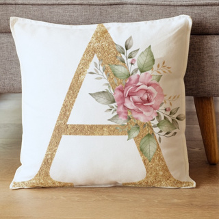 Capa de Almofada Rosas Dourado Glitter Alfabeto A-Z em Oferta na Shopee