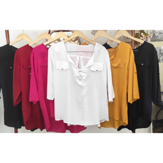 BLUSA PLUS SIZE VICOSE DETALHE BOTÃO (veste GG/EXG) medidas na foto