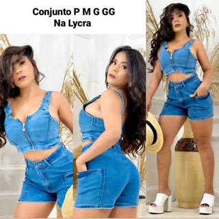 CONJUNTO JEANS COM LYCRA MODA BLOGUEIRA - LANÇAMENTO