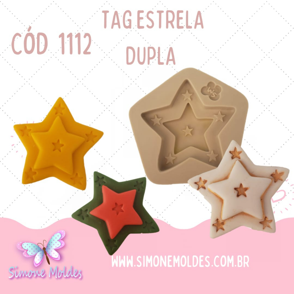 Molde de Silicone - Tag Estrela Dupla Cód 1112