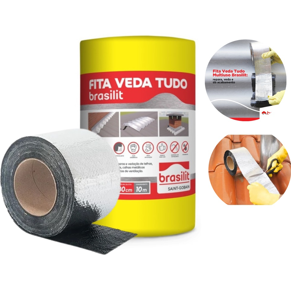 Manta Asfáltica Adesiva Alumínio Fita Vedação Brasilit - Vendida Por Metro