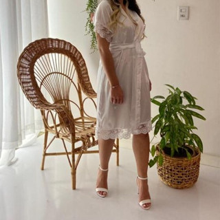 Robe cetim Noiva Com rendas na mangas
