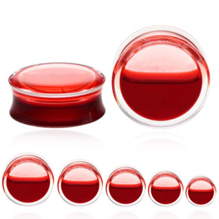 1 PAR DE ALARGADOR ACRÍLICO COM LÍQUIDO VERMELHO