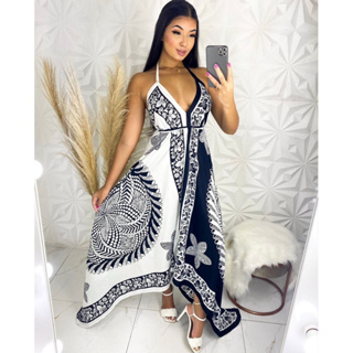 Vestido lenço de ponta verão moda praia em Oferta na Shopee