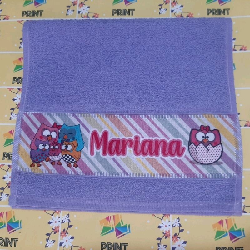 Toalhinha de Mão BUBU E AS CORUJINHAS  Personalizada COM NOME - Toalha Lavabo Infantil Escolar de Boca Criança #ZLprint