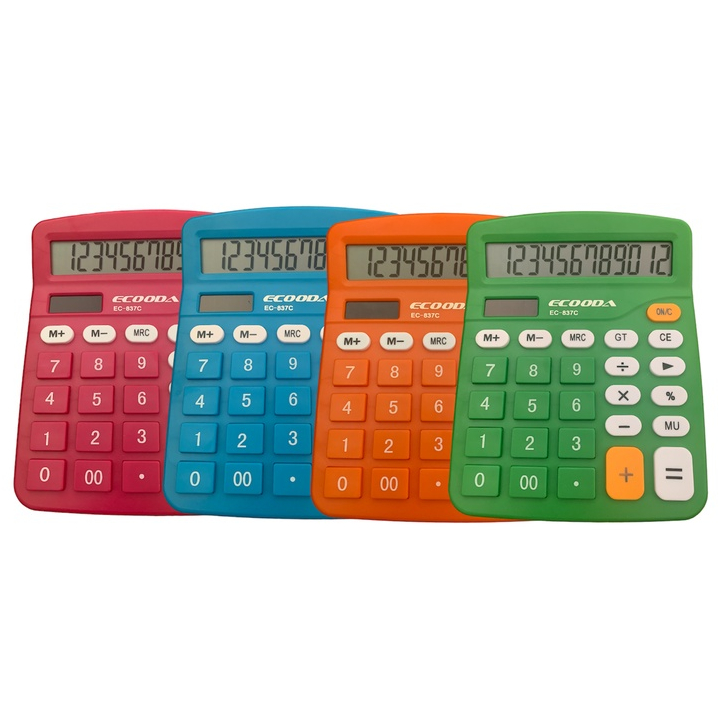 Calculadora De Mesa Colorida Comercial Escritório Escolar Display 12 Dígitos Vinho / Azul / Verde / Laranja - 837C | Shopee Brasil