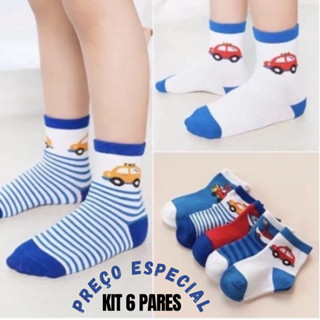 kit meia Infantil premium 6 pares, promoção inverno voltas aulas menino e menina