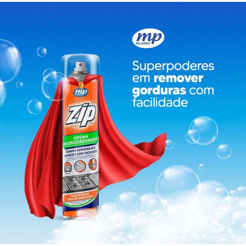 Espuma Desengordurante Zip Clean Ideal para Limpeza de Fogões Coifas Grelhas Exaustores Mármores Paredes Pias Azulejos Cerâmicos e Esmaltados