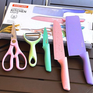 Jogo De Facas Coloridas Aço Inox 5 Ou 6 Peças