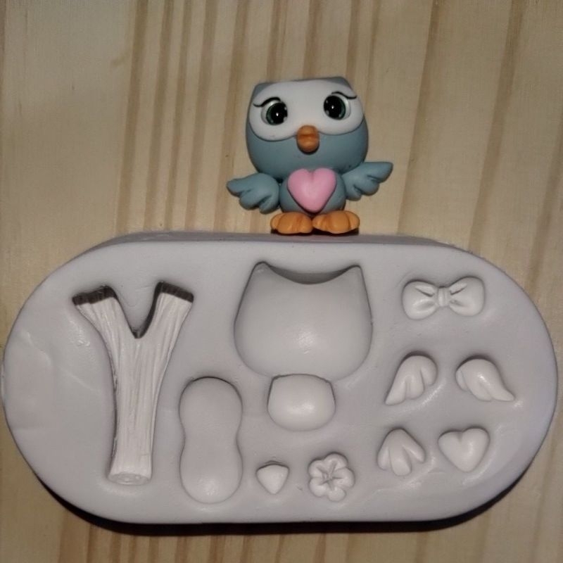 Molde de silicone para aplique de biscuit coruja