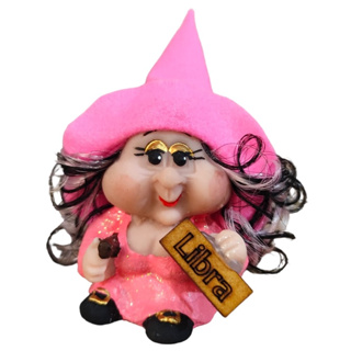 Bruxinha Bruxa Signos Zoe Resina Pequena Signo Libra Rosa em Oferta na Shopee