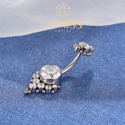 Piercing Umbigo Banana Titânio Indiano Zircônia《Lomiss semijoias》