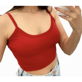 kit 2 Cropped canelado top feminino canelada alcinha blusinha.