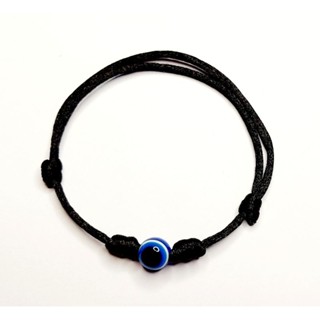 Pulseira de Proteção Cabala Preta com Olho Grego Contra Mau Olhado