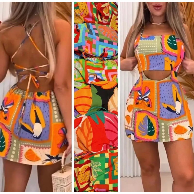 Vestido Macaquinho Feminino Duna Amarração Nas Costas