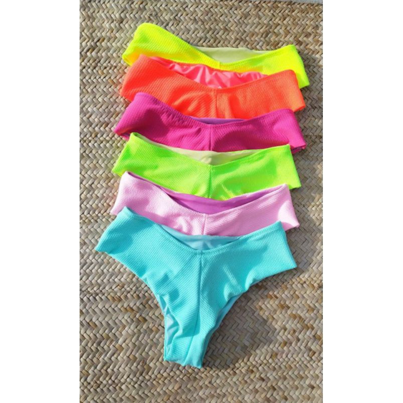 calcinha de biquíni fio duplo plus size inteira texturizada ( escolha sua cor)