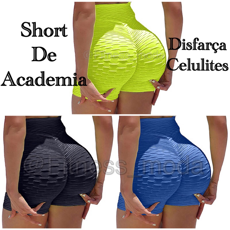 Short Legging Feminino Meia Coxa Cós Alto Pala Dupla Fitnes Academia Suplex  Shortinho Leg Roupa - Preto