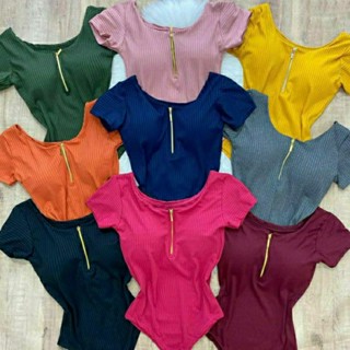 Body Feminino Canelado com Zíper, Veste M e G.