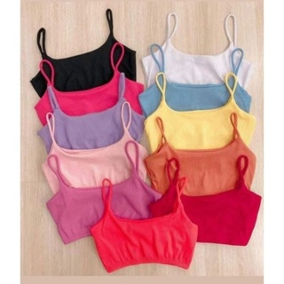 kit com 5 tops cores aleatórias em malha canelada em Oferta na Shopee