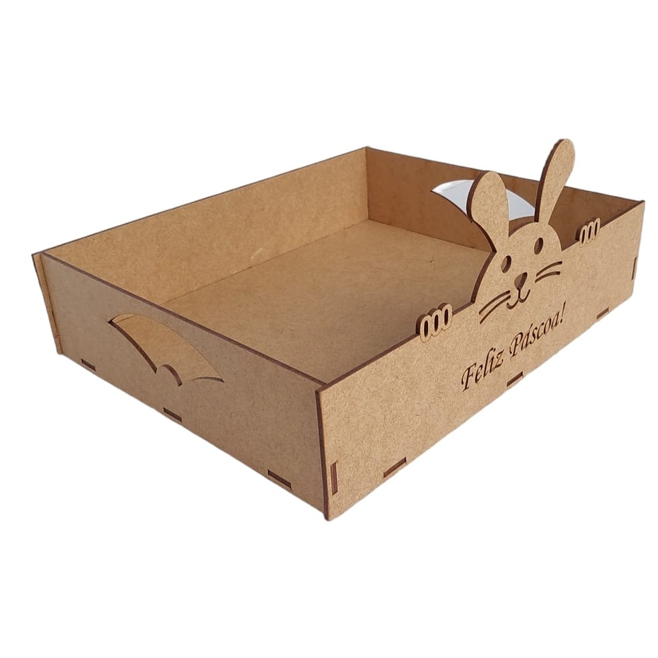 Bandeja Cesta Coelho Feliz Páscoa MDF em Oferta na Shopee