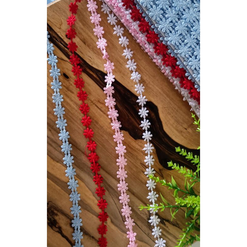 Renda guipir CHL 207 FLOR 1.0 CM peça 13,7mts BRANCO/ CORES