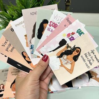 KIT com 100 MULHERES | Cartão cliente | 10x7 | 90g | Panfleto | Frase motivacional | Papelaria em Oferta na Shopee