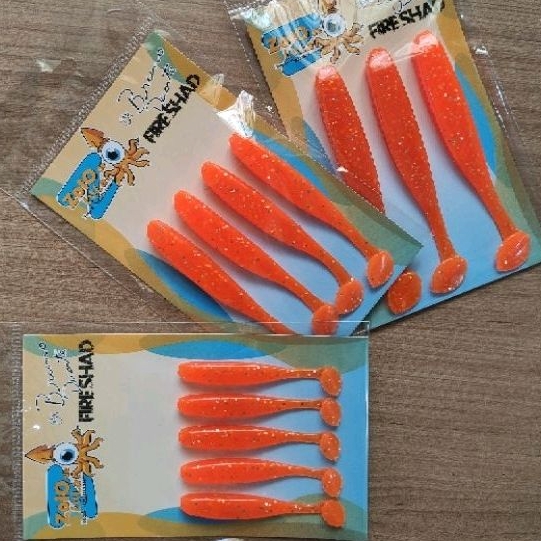 kit 2 cartelas Isca Artificial Soft Fire Shad 7cm, 9cm ou 11cm.
