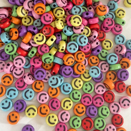 Miçanga Infantil 100 unidades 7mm Rostinho Emoji colorido Para pulseira e colar