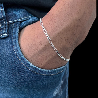Pulseira 2mm Masculina 3X1 Banhado A Prata 925