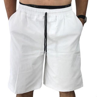 Bermuda Branca Sarja lisa Masculina Nova com Bolso Promoção