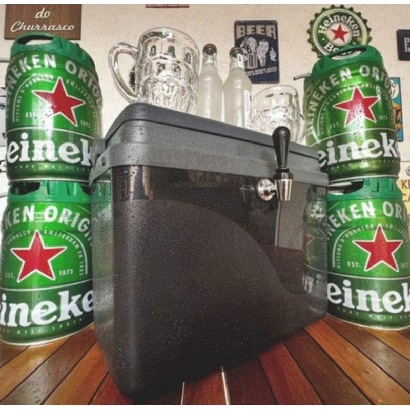 Chopeira Portátil Para 2 Barril Heineken Torneira/Plástico Preta