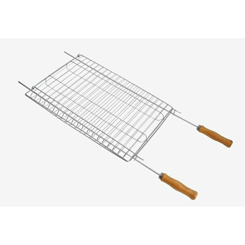 1-103 GRELHA DUPLA PARA CHURRASCO CABO DE MADEIRA