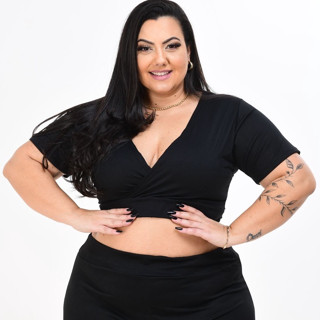 049 Top Cropped Blusinha Plus Size Transpassado