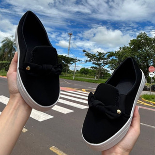 Tênis Casual Feminino De Laço Com Pingente Slip On Confortável Leve Macio Sem Cadarço Em Oferta Iate