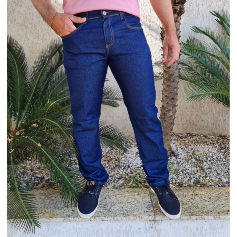 Calça Masculina Jeans Tradicional Básica Com Elastano Reforçada Trabalho