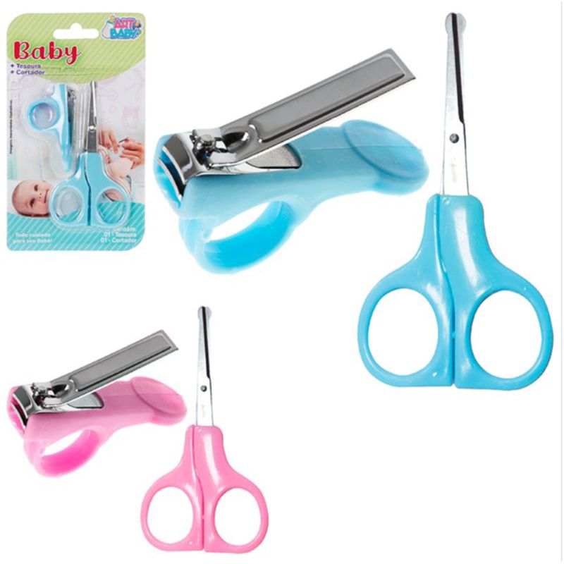 kit tesoura e cortador bebê higiene infantil enxoval criança